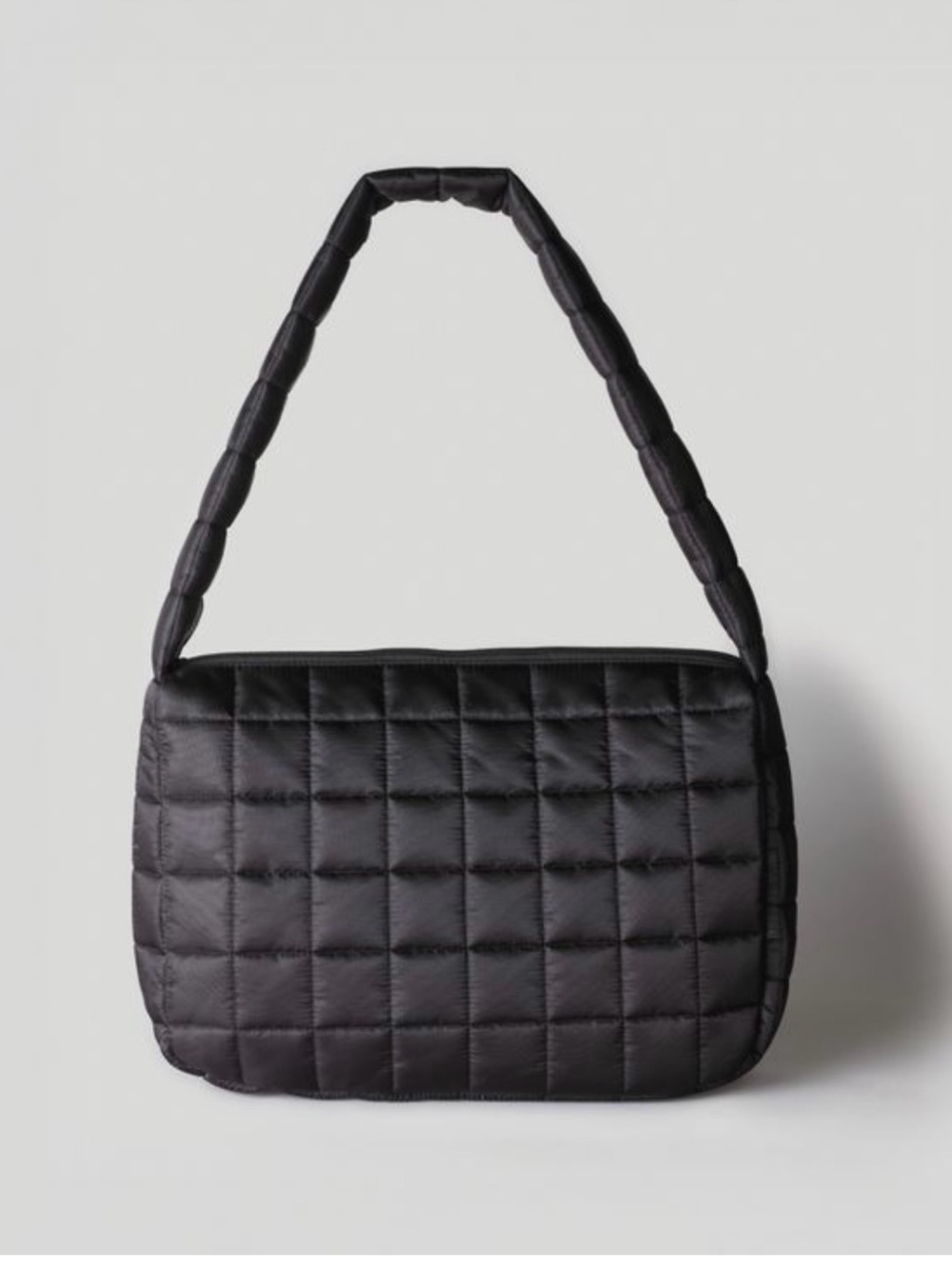 Quilted Padded Shoulder Bag in Black
